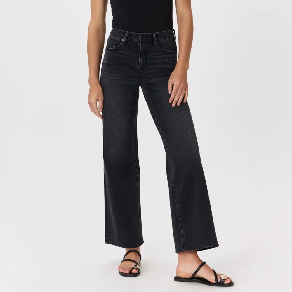 Quince Washed Black High-Rise Wide Leg Jeans